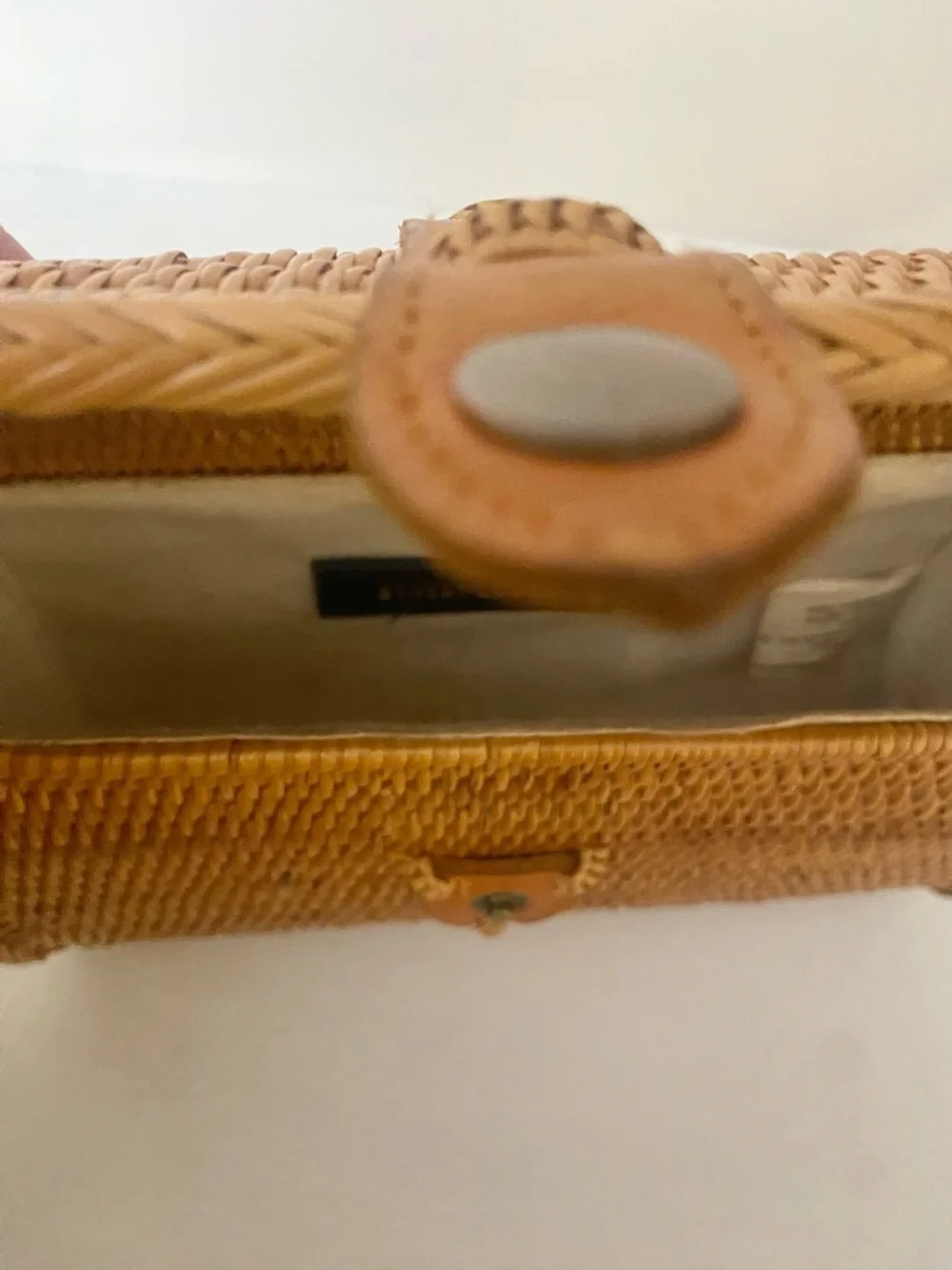 Street Level handmade Woven rattan structured Crossbody Bag in Tan - Picture 9 of 14